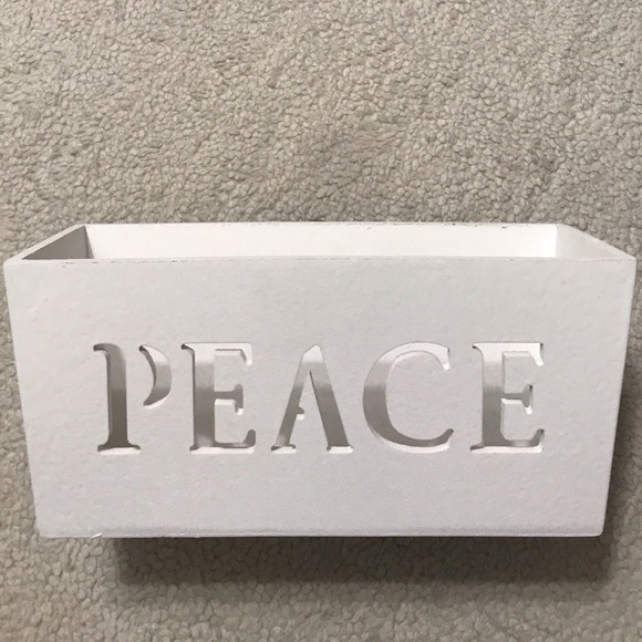 Houdini Inc Other - Wooden Box Peace Cutout Rustic White Rectangle Vintage Distressed Look